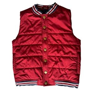 Janie and Jack Boy Maroon The Crosstown Puffer Vest Size 3-4 Snap Front EUC
